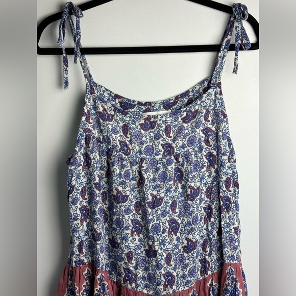 Lucky Brand Mixed print Tie Sleeve Midi Dress size Medium - Picture 4 of 8